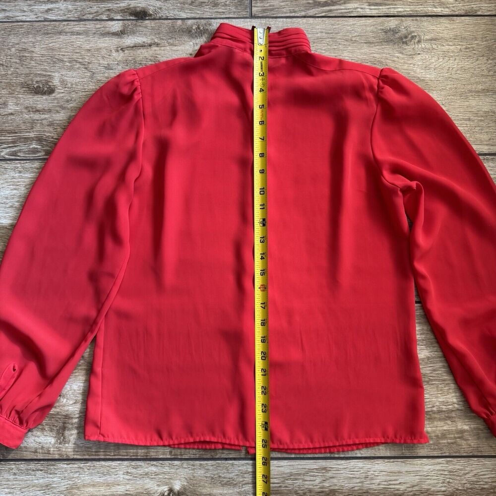 Vintage Red Sheer Blouse Mock Neck Size 10 - Picture 3 of 12